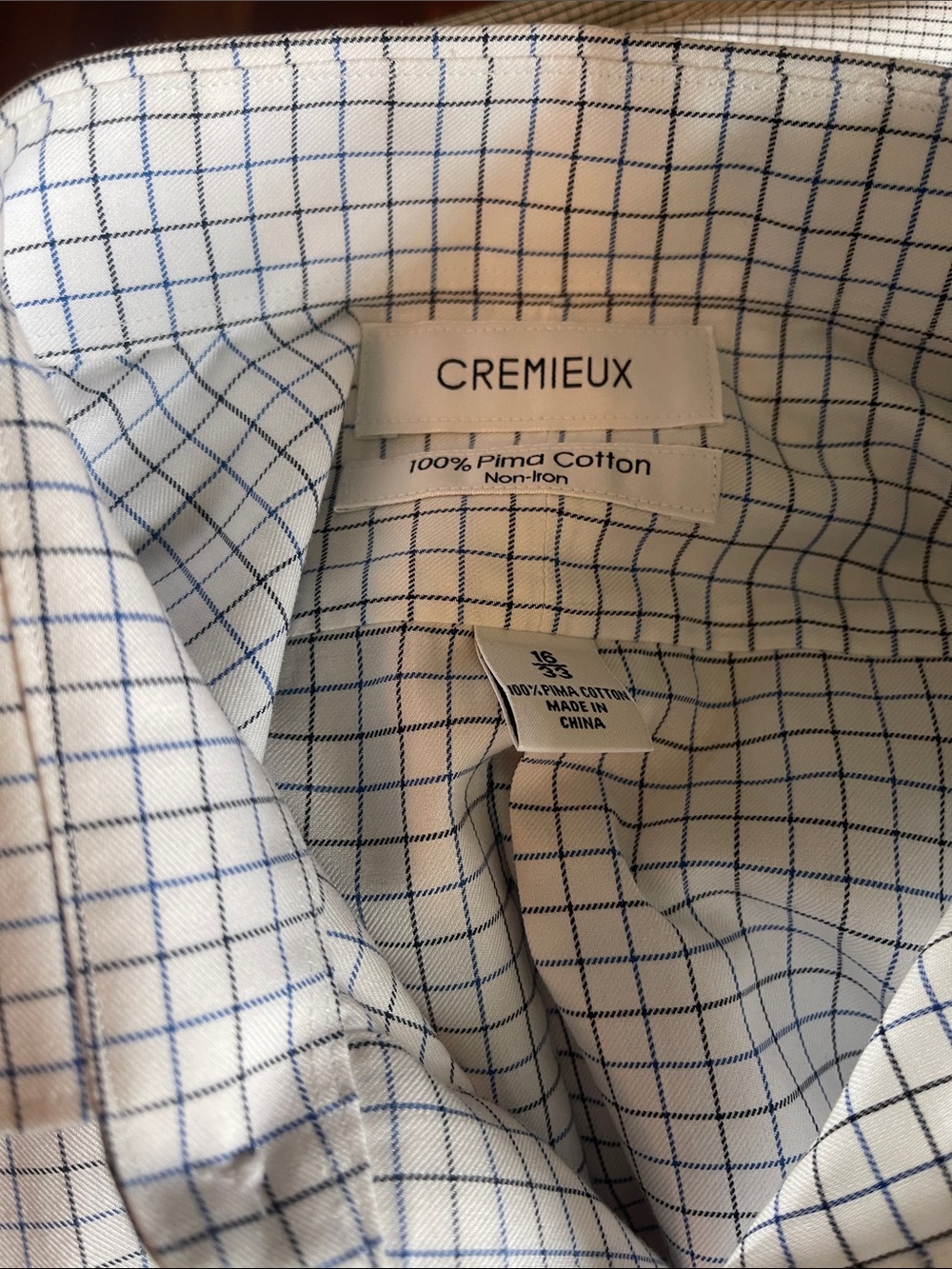 Daniel Cremieux White Shirt with Navy Windowpane Check - Picture 5 of 5